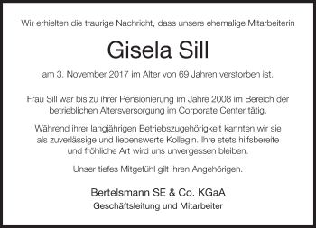 Traueranzeige von Gisela Sill von Neue Westfälische