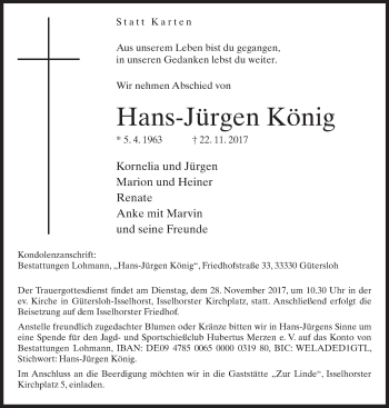 Traueranzeige von Hans-Jürgen König von Neue Westfälische