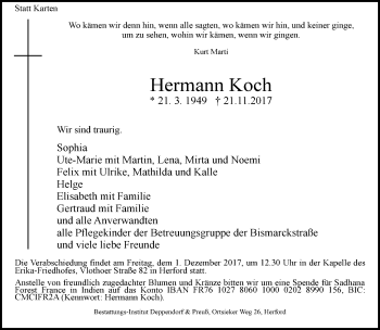 Traueranzeige von Hermann Koch von Neue Westfälische