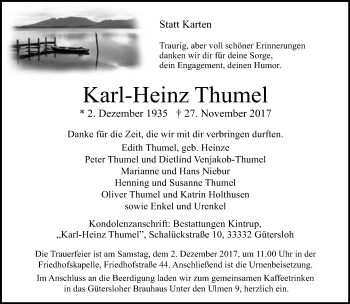 Traueranzeige von Karl-Heinz Thumel