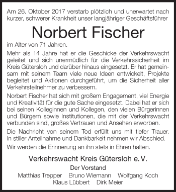 Traueranzeige von Norbert Fischer