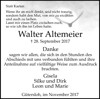 Traueranzeige von Walter Altemeier