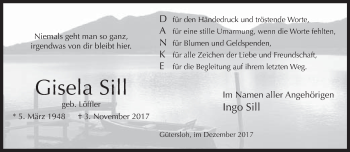 Traueranzeige von Gisela Sill von Neue Westfälische