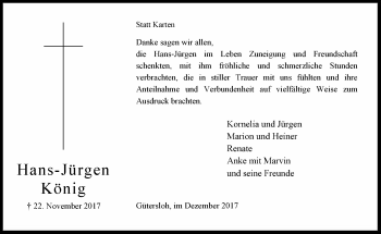 Traueranzeige von Hans-Jürgen König von Neue Westfälische