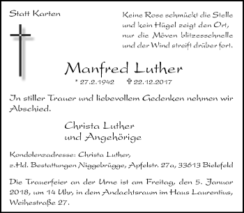 Traueranzeige von Manfred Luther