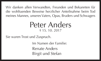 Traueranzeige von Peter Anders von Neue Westfälische
