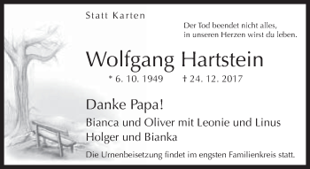 Traueranzeige von Wolfgang Hartstein von Neue Westfälische