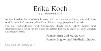 Traueranzeige von Erika Koch von Neue Westfälische