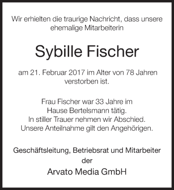 Traueranzeige von Sybille Fischer von Neue Westfälische