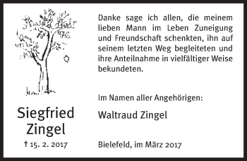 Traueranzeige von Siegfried Zingel