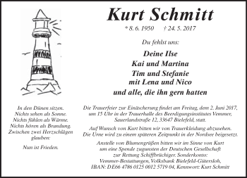 Traueranzeige von Kurt Schmitt von Neue Westfälische