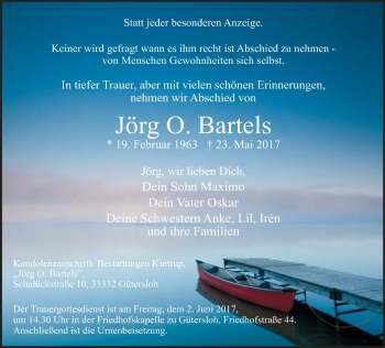 Traueranzeige von Jörg Bartels von Neue Westfälische