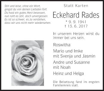 Traueranzeige von Eckehard Rades von Neue Westfälische