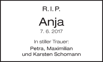 Traueranzeige von Anja Schomann von Neue Westfälische