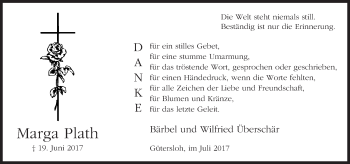 Traueranzeige von Marga Plath von Neue Westfälische