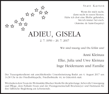 Traueranzeige von Gisela Kleinau von Neue Westfälische