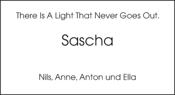 Traueranzeige von Sascha 