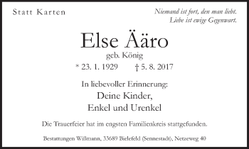 Traueranzeige von Else Ääro von Neue Westfälische