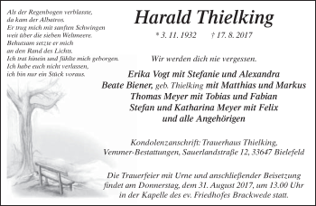 Traueranzeige von Harald Thielking