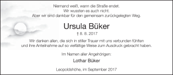 Traueranzeige von Ursula Büker