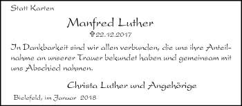 Traueranzeige von Manfred Luther