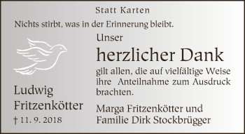 Traueranzeige von Ludwig Fritzenkötter von Neue Westfälische