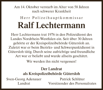 Traueranzeige von Ralf Lechtermann von Neue Westfälische