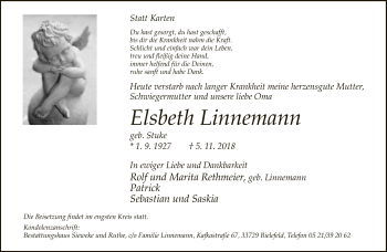 Traueranzeige von Elsbeth Linnemann