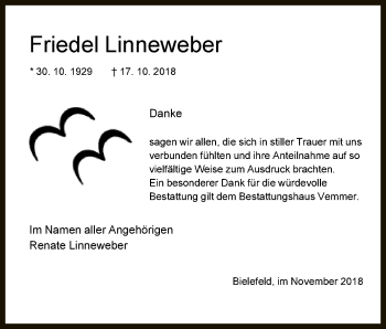 Traueranzeige von Friedel Linneweber von Neue Westfälische