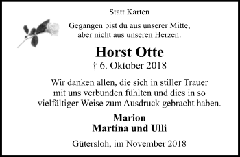 Traueranzeige von Horst Otte von Neue Westfälische