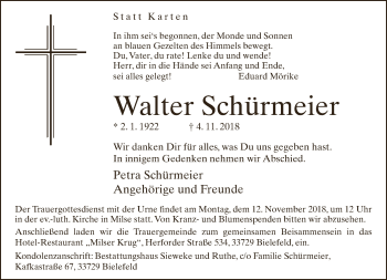 Traueranzeige von Walter Schürmeier