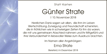 Traueranzeige von Günter Strate von Neue Westfälische