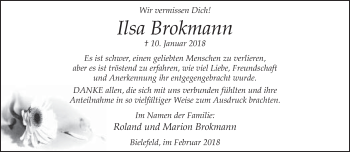 Traueranzeige von Ilsa Brokmann