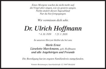 Traueranzeige von Ulrich Hoffmann von Neue Westfälische