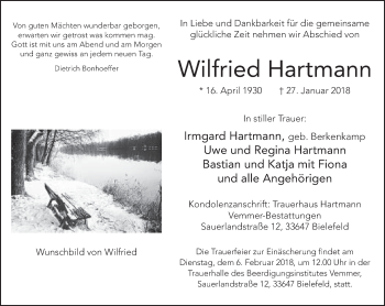 Traueranzeige von Wilfried Hartmann von Neue Westfälische