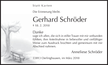 Traueranzeige von Gerhard Schröder von Neue Westfälische