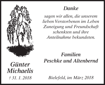 Traueranzeige von Günter Michaelis von Neue Westfälische