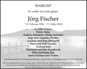 Traueranzeige von Jörg Fischer