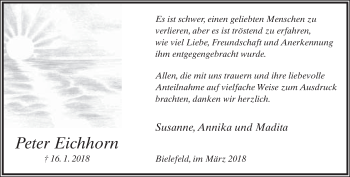 Traueranzeige von Peter Eichhorn von Neue Westfälische