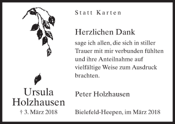 Traueranzeige von Ursula Holzhausen von Neue Westfälische