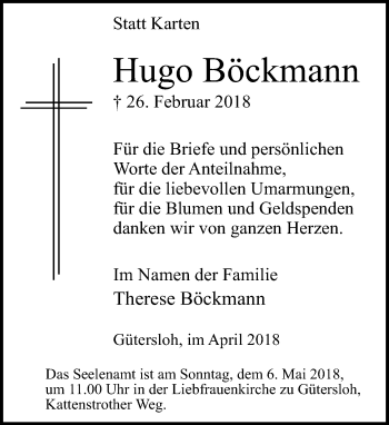Traueranzeige von Hugo Böckmann