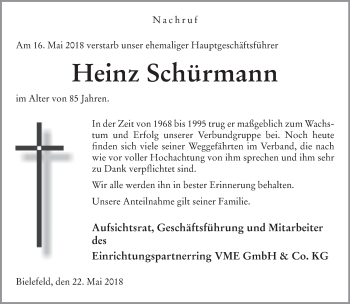 Traueranzeige von Heinz Schürmann von Neue Westfälische