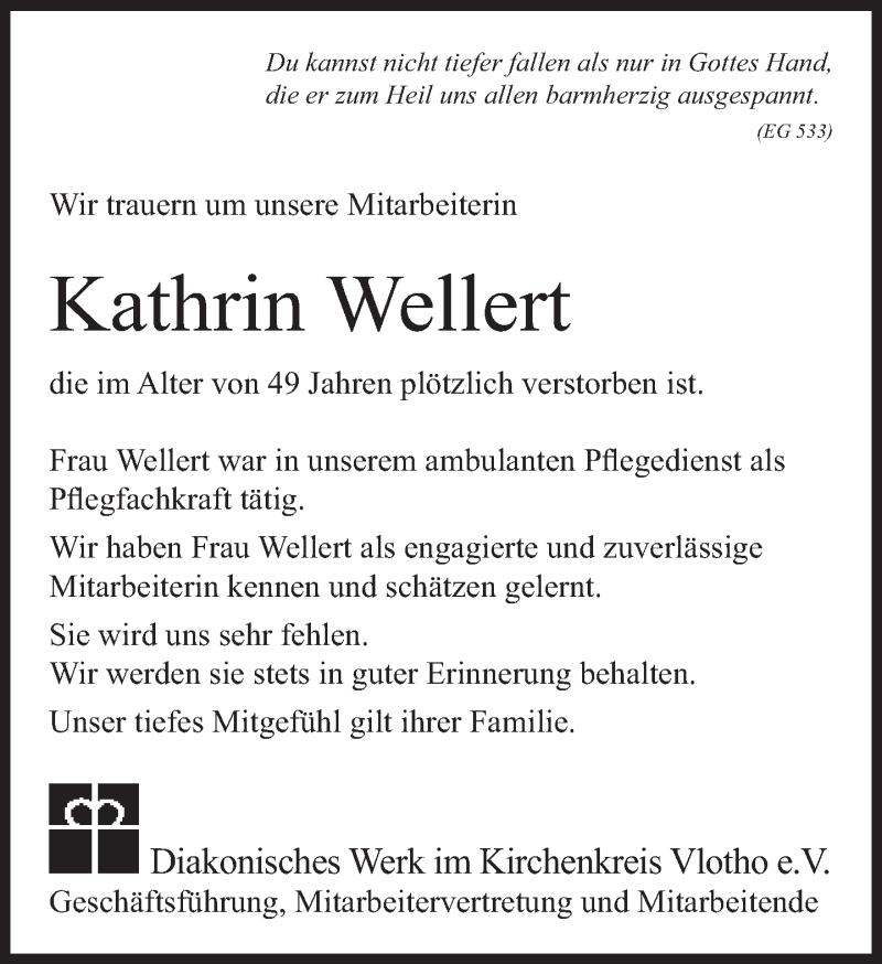  Traueranzeige für Kathrin Wellert vom 26.05.2018 aus Neue Westfälische