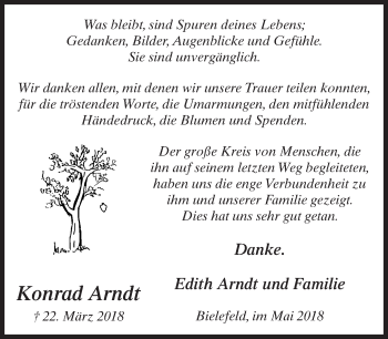 Traueranzeige von Konrad Arndt von Neue Westfälische