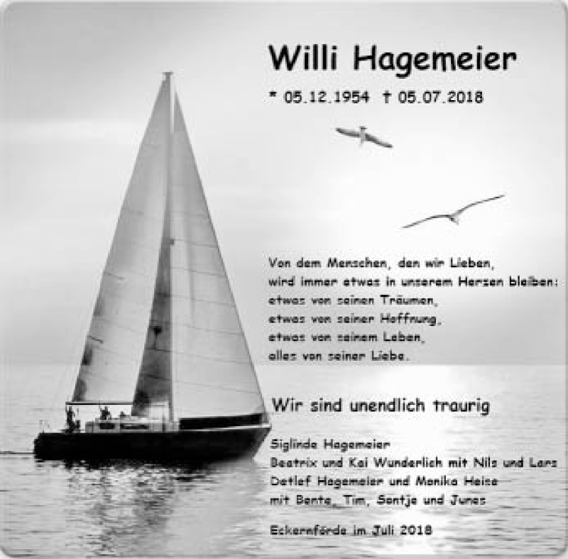  Traueranzeige für Willi Hagemeier vom 10.07.2018 aus Neue Westfälische