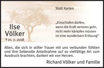 Traueranzeige von Ilse Völker von Neue Westfälische
