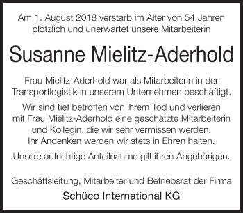 Traueranzeige von Susanne Mielitz-Aderhold von Neue Westfälische