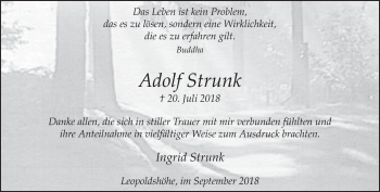 Traueranzeige von Adolf Strunk von Neue Westfälische