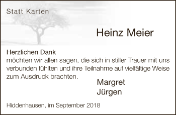 Traueranzeige von Heinz Meier von Neue Westfälische