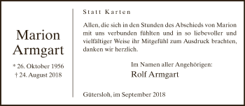Traueranzeige von Marion Armgart von Neue Westfälische